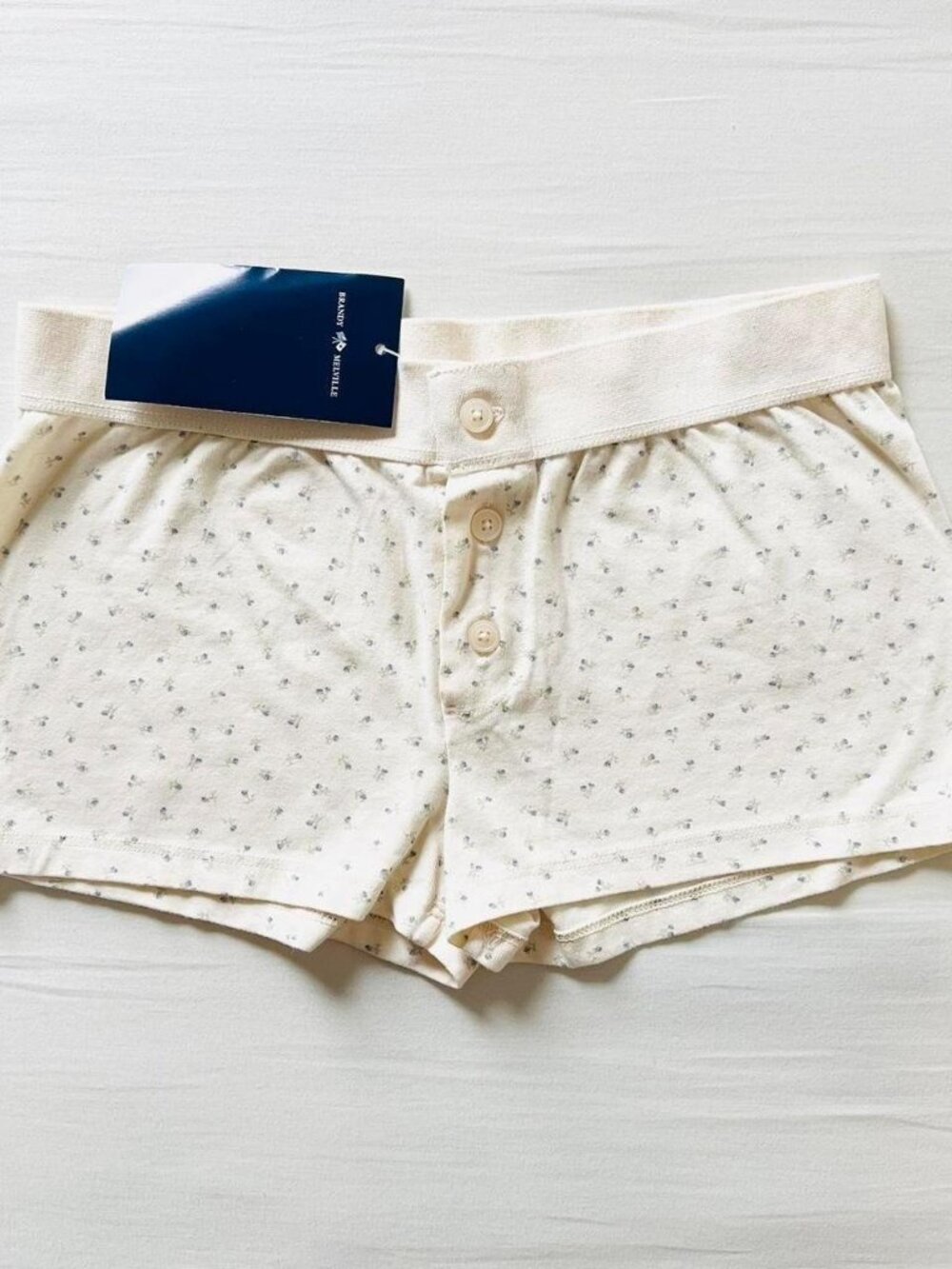 BNWT Brandy Melville-John Galt blue and green floral boy shorts with buttons